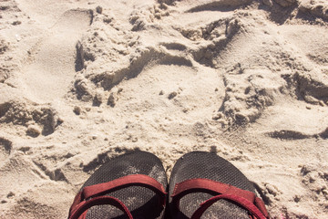 Sandals in the sand, Long Island, NY