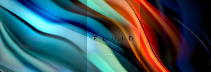 Rainbow fluid abstract shapes, liquid colors design, colorful marble or plastic wavy texture background, multicolored template for business or technology presentation or web brochure cover design