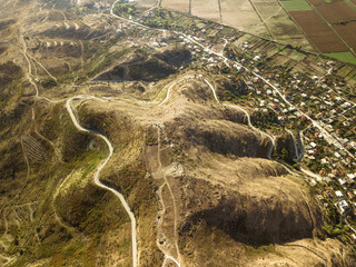 Aerial view of nature in autumn in Albania 