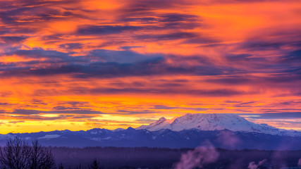 View of Mount Rainier in the state of Washington, USA.