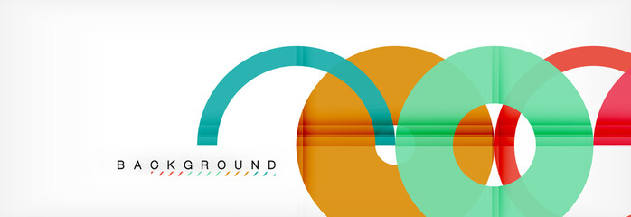 Obraz premium Kolorowe pierścienie na szarym tle, nowoczesny wzór geometryczny. Wektor szablon projektu prezentacji biznesowej lub technologii, wzór broszury lub ulotki lub geometryczny baner internetowy