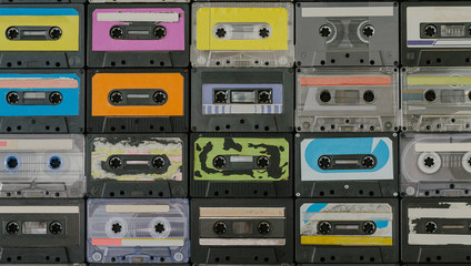 Old cassettes background