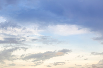 Beautiful sunset sky and a group of clouds close up.