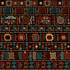 Fotobehang Decorative stylized ethnic ornament with mexican, aztec and inca motifs, seamless vector pattern © Maria