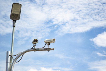 CCTVs on the public light pole for the security observation around the area.