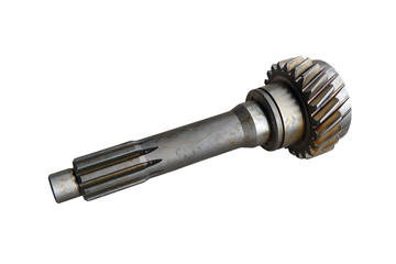 secondary shaft of the gearbox of the tractor on isolated white background
