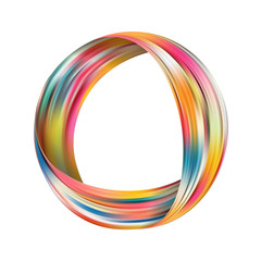 Circle colorful flow poster. Realistic wave ring.