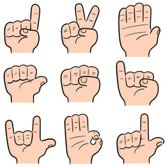 vector set of cartoon hand