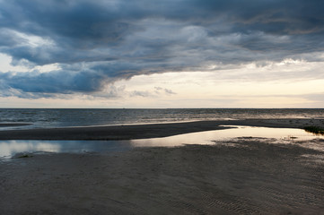 Dark whirl clouds at the seaside in Pärnu in Estonia
