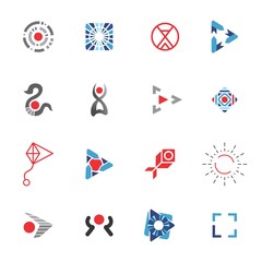 Logo Template Vector Red and Blue Icons Set