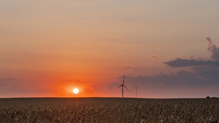 Cloud wind farm sunset