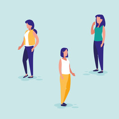 group of women posing characters