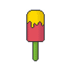 Fruit Ice lolly pixel art style vector icon on white background.