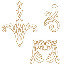 Golden vintage baroque ornament, corner. Retro pattern antique style acanthus.