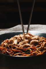 Delicious pasta with tomatoes, mussels and herbs