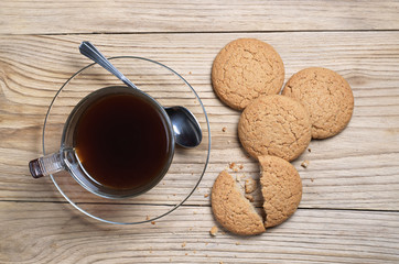 Oatmeal cookies and black coffee