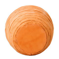 Unglazed coiled pottery pot made of red clay