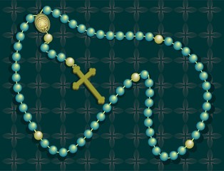 Rosary beads on a dark background