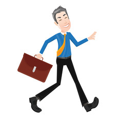 happy employee businessman worker with a briefcase walking going to work