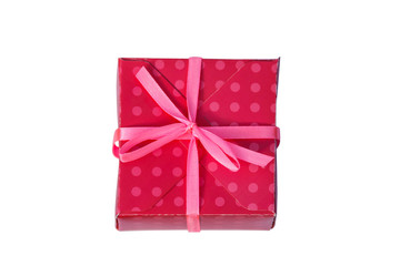 Red gift box isolated on white background