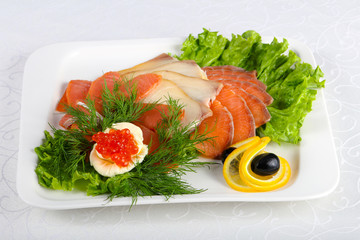 Sliced fish assortment