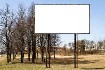 Blank billboard on field