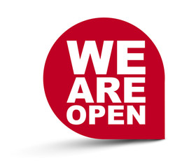 red vector banner we are open