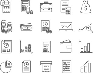 Set of accounting line vector icons.