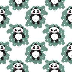 Seamless pattern with funny pandas.