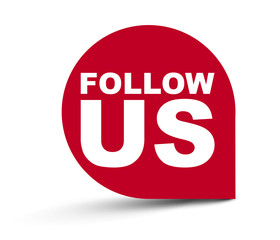 red vector banner follow us
