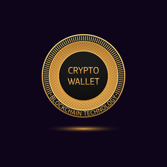 Cryptocurrency golden Coin in Blockchain