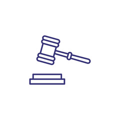 Judge gavel line icon. Hammer, mallet, courthouse, instrument. Justice concept. Can be used for topics like court, judicial hearing, auction
