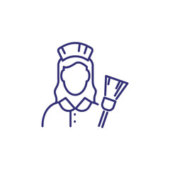 Maid line icon. Cleaner, janitor, sweeper. Occupation concept. Can be used for topics like hotel, cleaning service, servant
