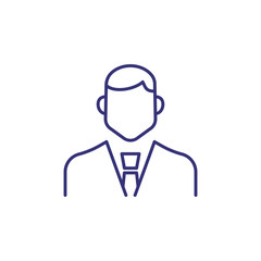 Fototapeta premium Manager line icon. Male office worker, employee, clerk, businessman. Occupation concept. Can be used for topics like project management, consulting, expertise.