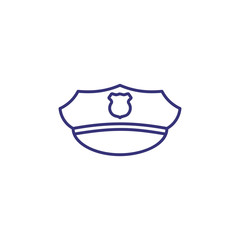 Obraz premium Policeman hat line icon. Cap, head cover, badge. Justice concept. Can be used for topics like law enforcement, police staff, uniform