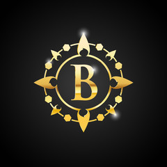 Naklejka premium Gold Letters B luxury logo template