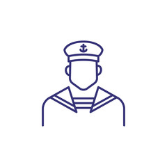 Sailor line icon. Navy man, seaman, mariner. Occupation concept. Can be used for topics like voyage, sailing, navigation