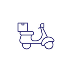 Scooter with parcel line icon. Courier, vehicle, transport. Logistics concept. Can be used for topics like customer service, shipment, express delivery.