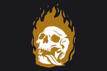 skull in burning flame