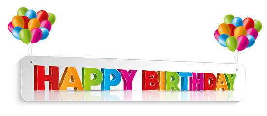 Happy Birthday banner with colorful balloons
