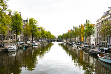 Fototapeta na wymiar Canal of Amsterdam, Netherlands.