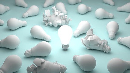 Light Bulbs idea ,leadership, success concept,different thinking