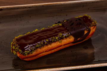 Tasty Eclair with cream