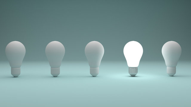 Light Bulbs idea ,leadership, success concept,different thinking