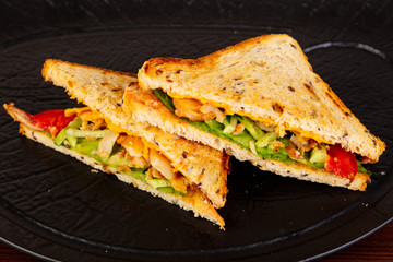 Club sandwich with chicken