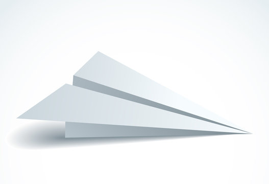 Origami Paper Folded Toy Plane, 3d Realistic Vector Illustration.