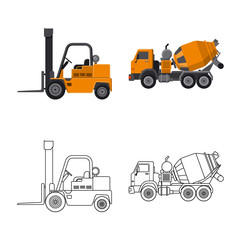 Isolated object of build and construction logo. Collection of build and machinery vector icon for stock.