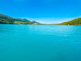 Fototapeta na wymiar Lake Fuschlsee, Austria, Salzkammergut, on a sunny summer day