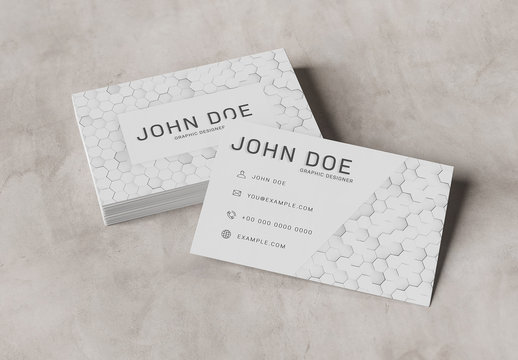 Stack of Business Cards on Concrete Mockup 
