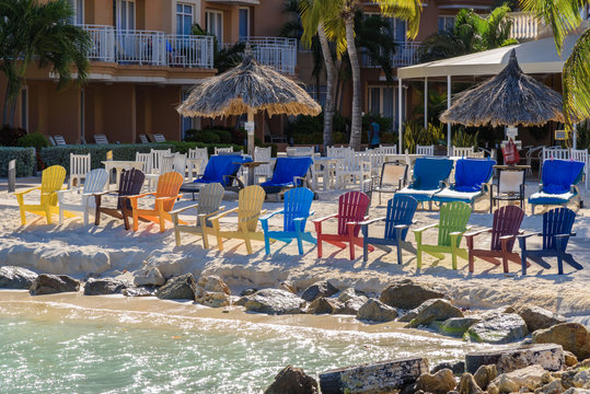 Chairs on a caribbean shore
